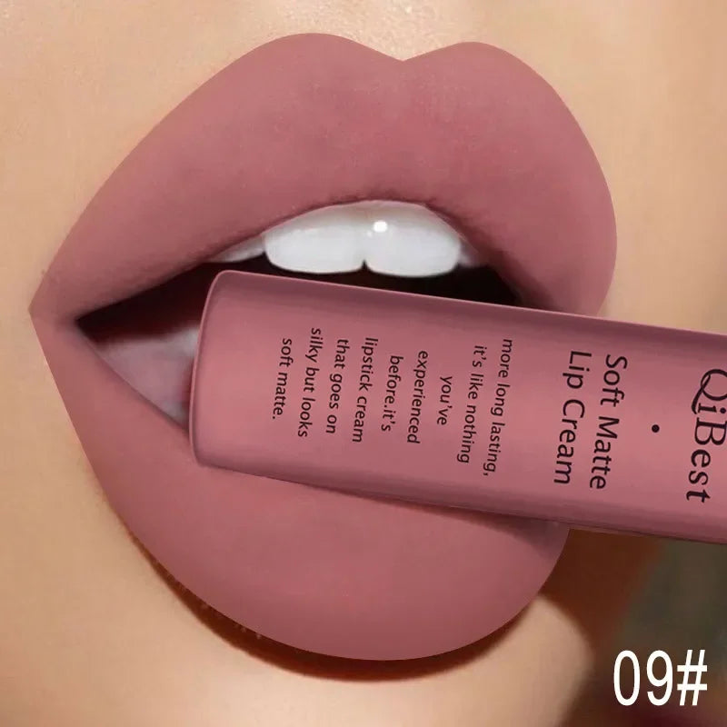 New Velvet Matte Lip Gloss Sexy Dark Red Moisturizing Liquid Lipstick Waterproof Long Lasting Non-stick Cup Lips Pigments Makeup