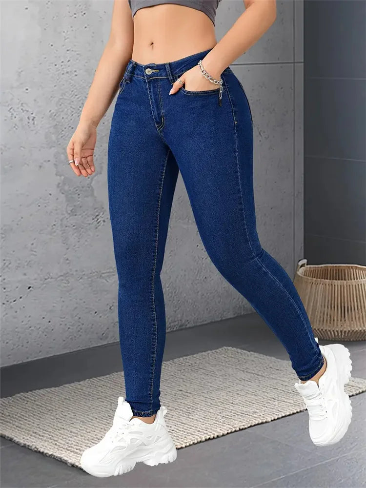 Women Stretch Skinny Jeans Lady Slim Fit Pencil Jeans Girls Leggings Straight Leg Denim Pants Blue Gray Black Sexy Long Trousers