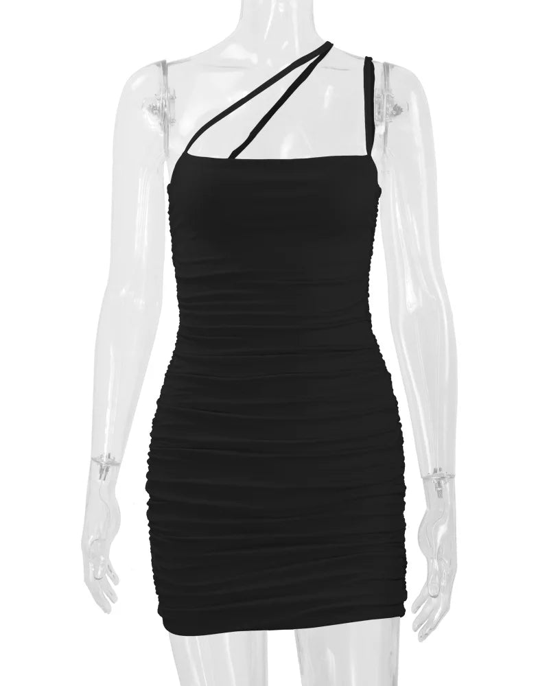 Valavalaking 2024 Summer Sexy Solid Short Club Dress Bandeau Bodycon Dresses Women Draped Backless Evening Party Tight Dress - Seprincess