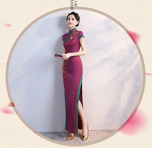 S-5XL Grren Party Cheongsam Vintage Chinese Style Spring Long Evening Dress Oriental Woman Elegant Qipao Vestido - Seprincess