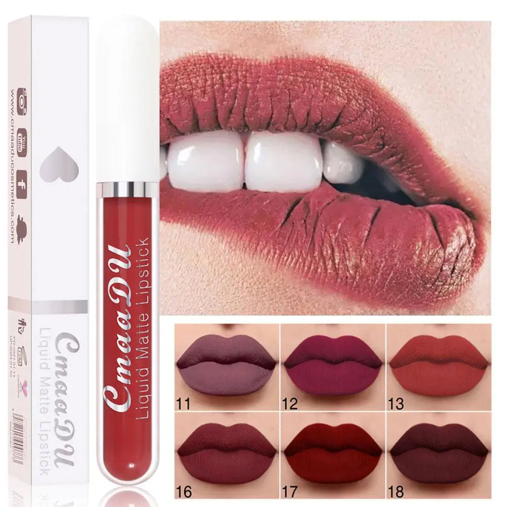 18 Color Waterproof Liquid Matte Lipstick Long Lasting Sexy Red Moisturizing Lip Gloss Velvet Non-Stick Lip Tint Makeup Cosmetic - Seprincess