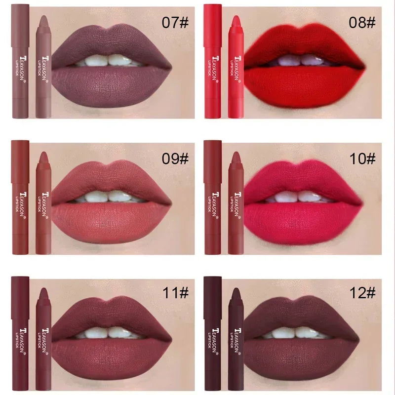 Nude Series Velvet Matte Lipstick Pencil Waterproof Long Lasting Red Lip Stick Non-Stick Cup Makeup Lip Tint Pen Cosmetic Makeup - Seprincess