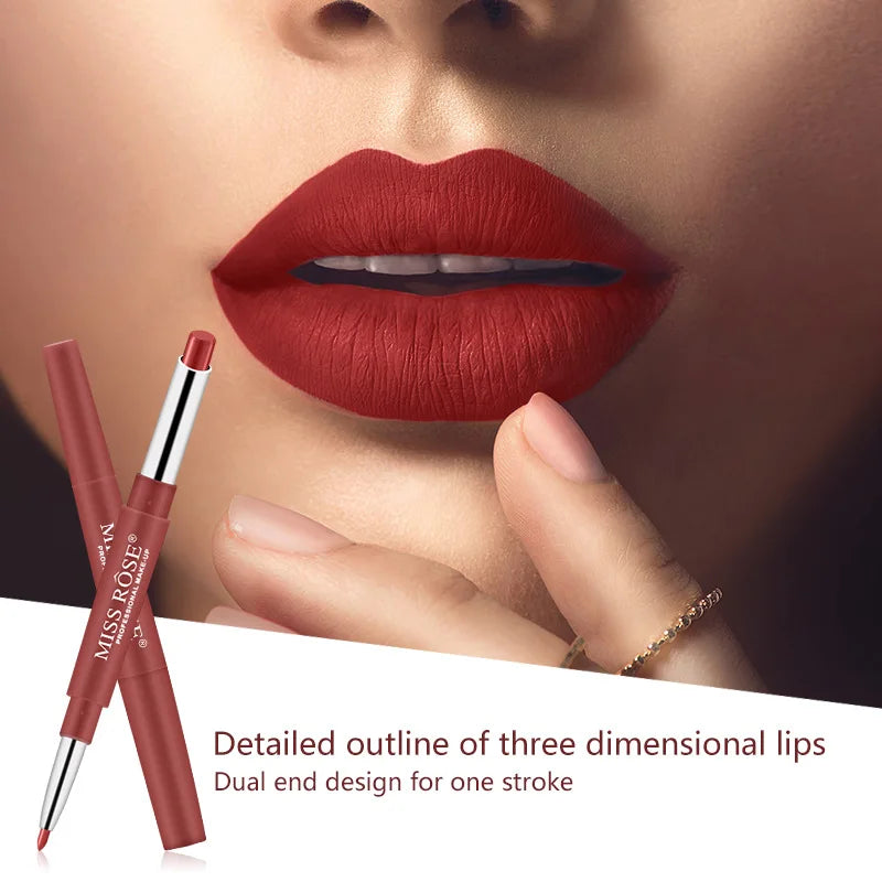 Miss Rose Double-end Lipstick Lipgloss Pencil Makeup Long Lasting Tint Sexy Red Lip Stick Beauty Matte Lip Gloss Pen Cosmetic - Seprincess