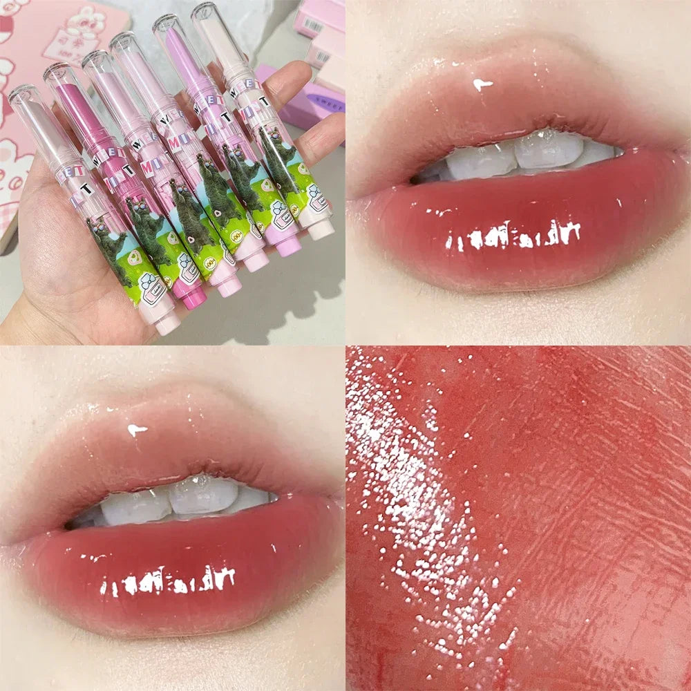 Moisturizing Jelly Mirror Lipstick Waterproof Lasting Clear Heart-shaped Solid Lip Gloss Pen Non-stick Cup Lips Tint Makeup - Seprincess