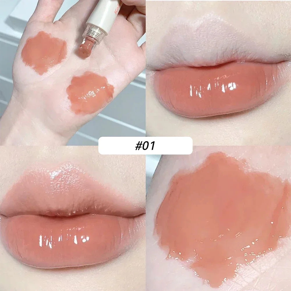 Glossy Mirror Tea Red Liquid Lipstick Crystal-frozen Glossy Lip Glaze Waterproof Long Lasting Lip Gloss Doodle Lip Korean Makeup - Seprincess