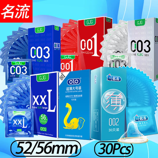 30pcs Ultra Thin Condoms for Men Sex Ejaculation  Natural Latex Rubber 56mm Penis Sleeve Vaginal Massage Sex Toys for Adults 18 - Seprincess