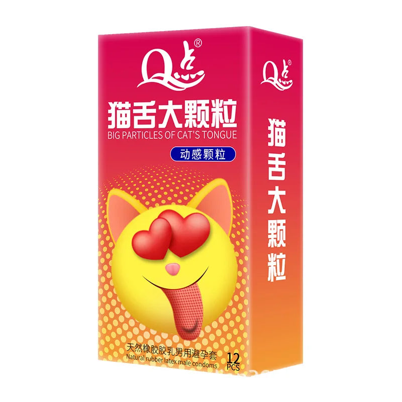 Hyaluronic Acid Condoms Cat Tongue Large Pellet Stimulate Penis Sleeves Ultra Thin Natural Rubber Latex Safer Sex Products - Seprincess