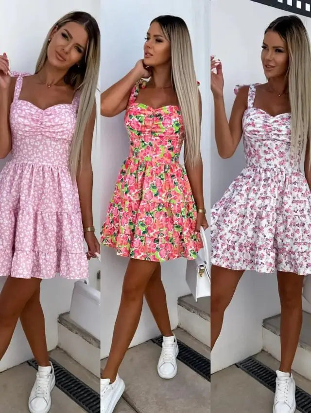 Women Summer Dress Sexy Strapless Bow Tie Vacation Boho Beach Short Sweet Dresses Vestidos Backless Elegant Dresses ワンピース　レディース - Seprincess