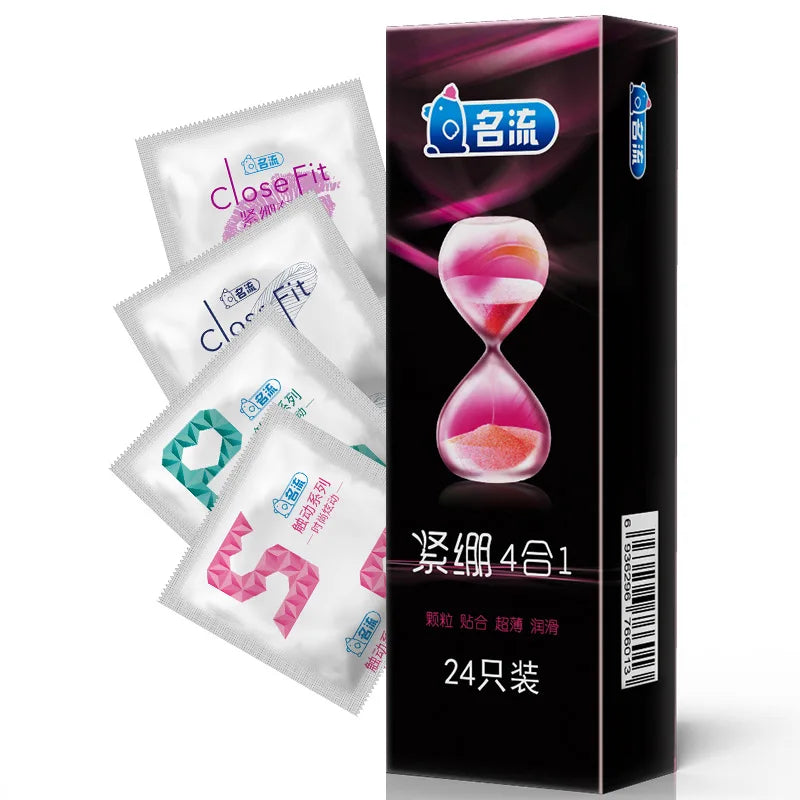 24pcs Natural Latex Condom 49mm 52mm Tight Delay Sex Smooth Pellet Penis Sleeve Adults Contraception Supplies Erotica Sexshop - Seprincess