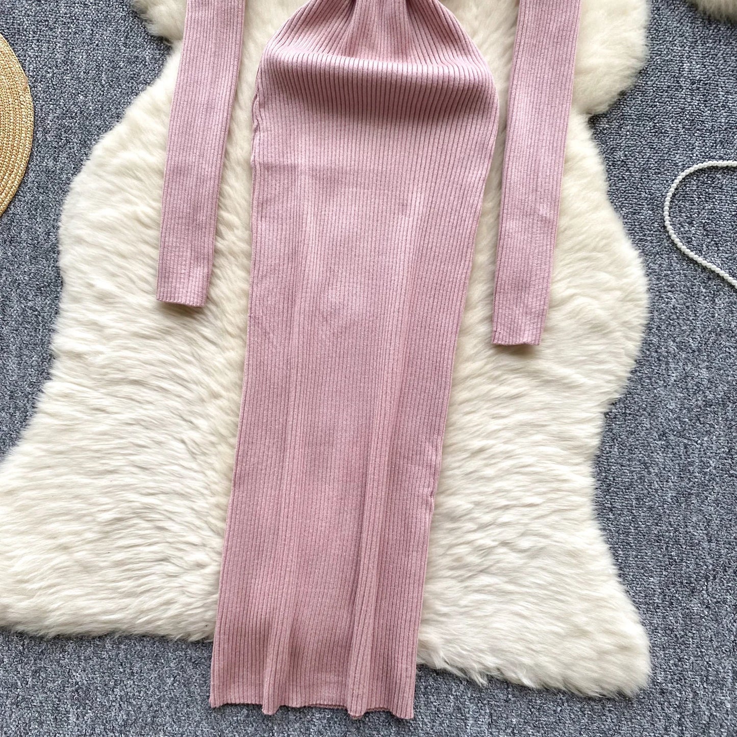 SINGREINY French Vintage Sweater Dress 2024 Ladies Lapel Long Sleeves Autumn Fashion Solid Basics Bodycon Knitted Long Dress