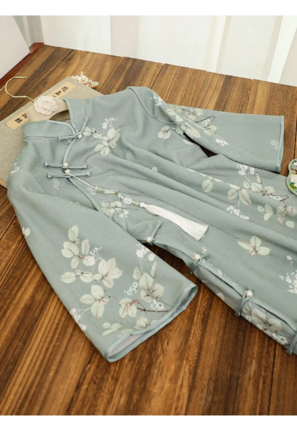 Inverted Sleeves Daily Green Flower Slim Qipao Women's Autumn Improved Modern Vintage Chinese-traditional-dress Cheongsam New - Seprincess