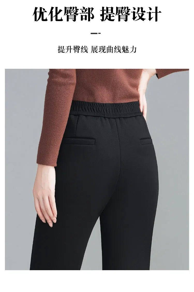 Winter Fleece Padded Pants Women's Cashmere Wool Thickened Black Autumn and Winter Casual Skinny Suit Pants