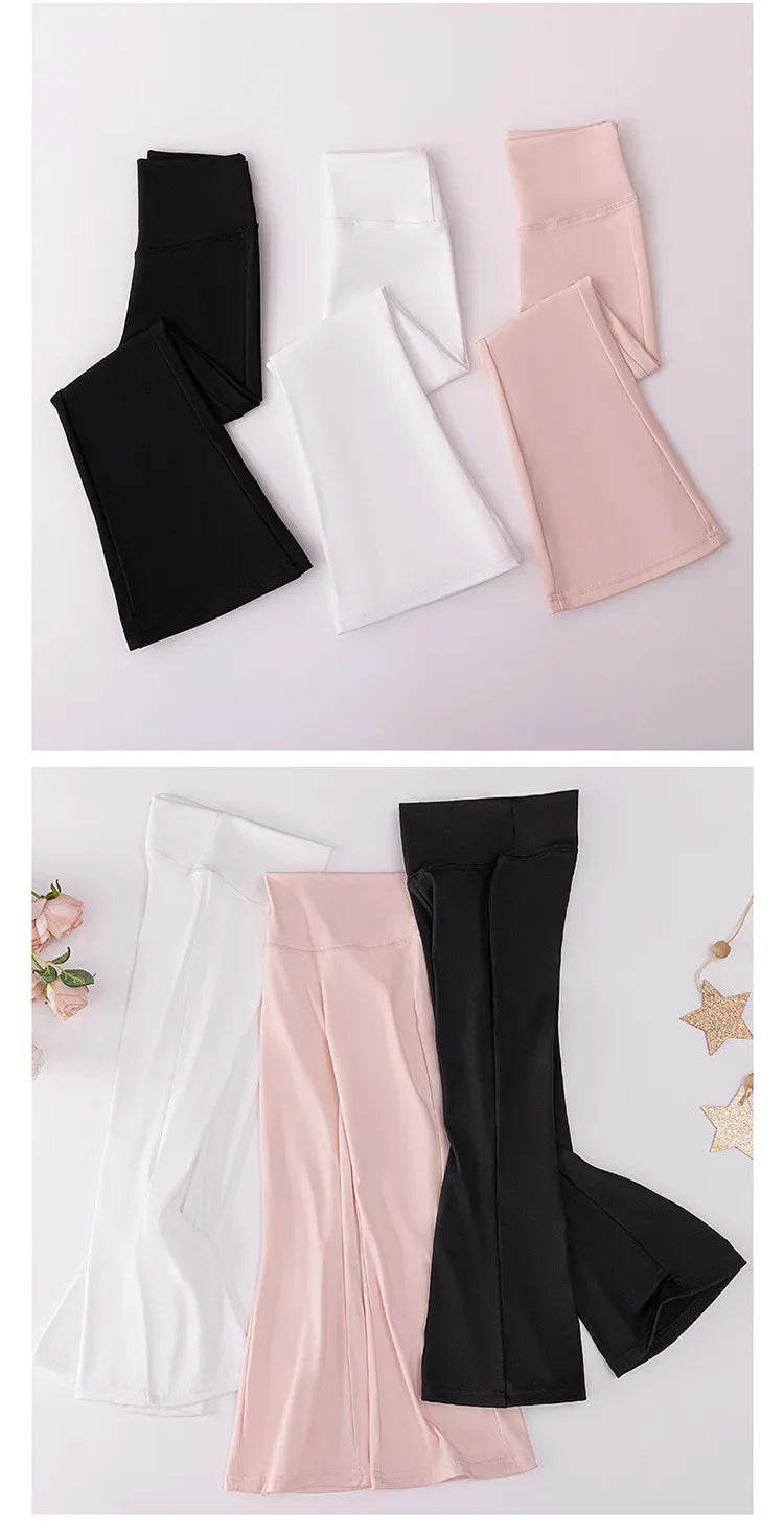 Children's Undershirts for Spring and Summer, Girls Wearing Flared Pants for Outdoor Wear, Sports Leggings, Elastic Leggings