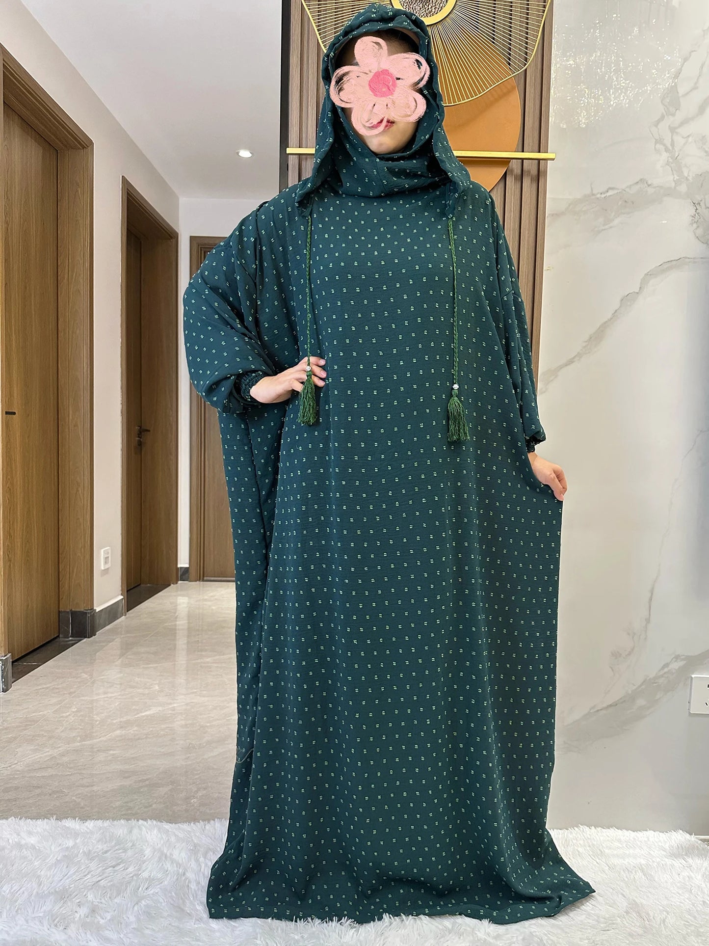 New Ramadan Muslim Two Hats Abaya Dubai Turkey Islam Prayer Clothes Solid Cotton Fabric Dresses Islam Women Dress Kaftan - Seprincess