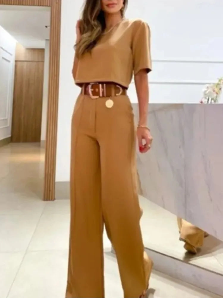 2023 Summer 2 Piece Sets Women Casual Crop Top T Shirt Outfit Long Pant Sets Tracksuit Two Piece Set  Korean Fashion Clothing - Seprincess