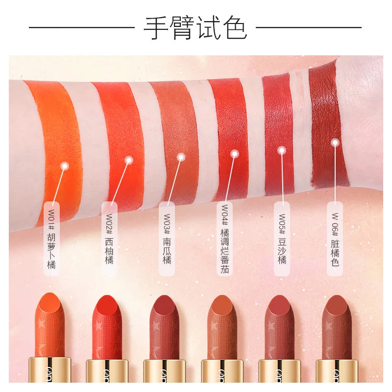 Orange Lipstick Velvet Matte Lipsticks Waterproof Long Lasting Lip Stick Velvet Lip Tint Women Cosmetic Sexy Lip Glaze Makeup - Seprincess