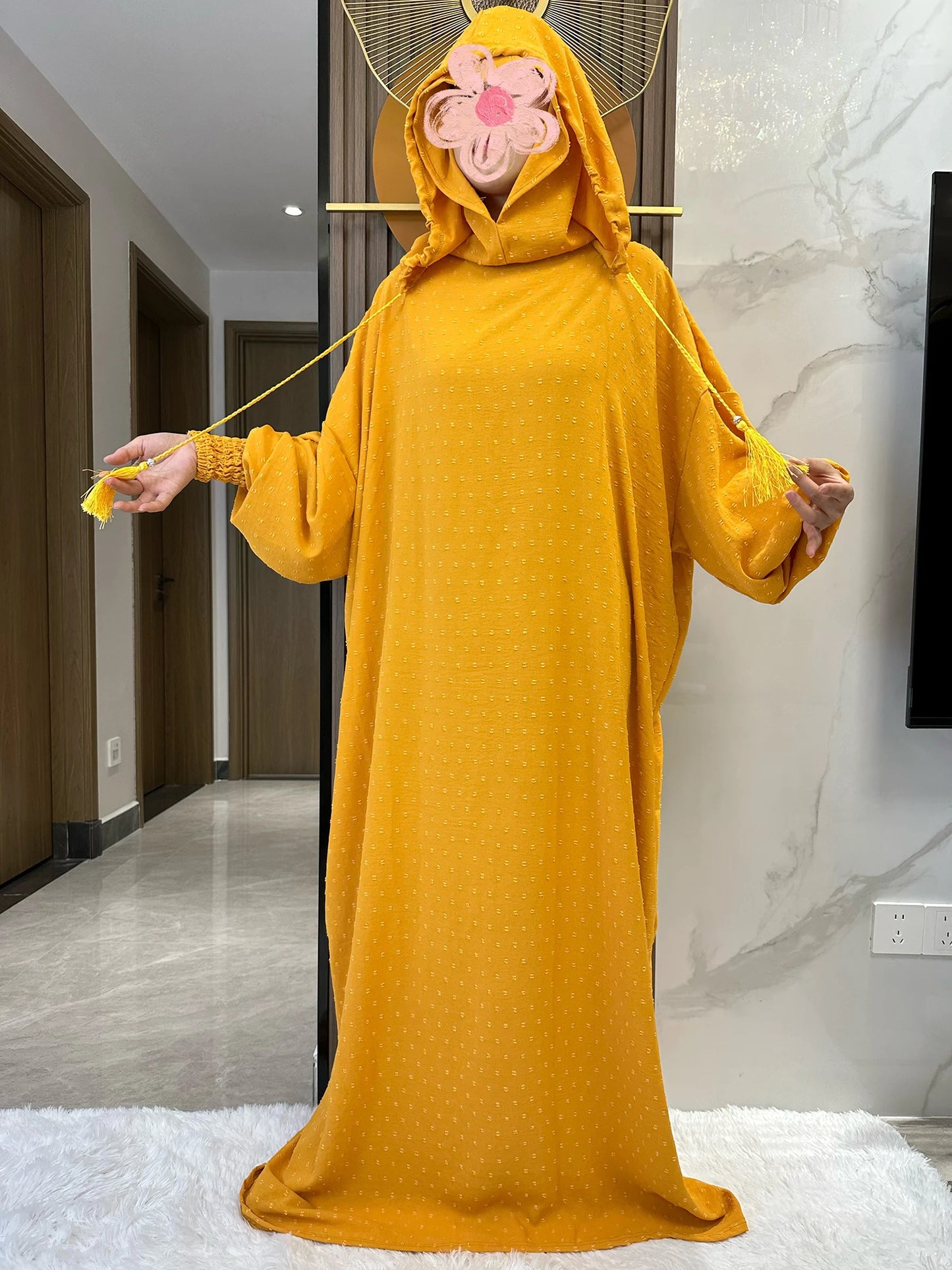 New Ramadan Muslim Two Hats Abaya Dubai Turkey Islam Prayer Clothes Solid Cotton Fabric Dresses Islam Women Dress Kaftan