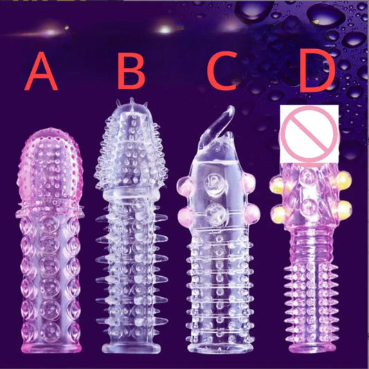 3D Large Particles Crystal Mace Penis Condoms with Spines Thick Penis Enlarger Delay Ejaculation Cock Ring for Sex Life Couples - Seprincess