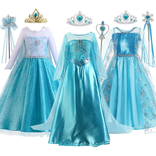 Girls Snow Queen Elsa Princess Dress for Girls 2024 Carnival Birthday Party Prom Gown Children Clothing Cosplay Frozen Costumes - Seprincess