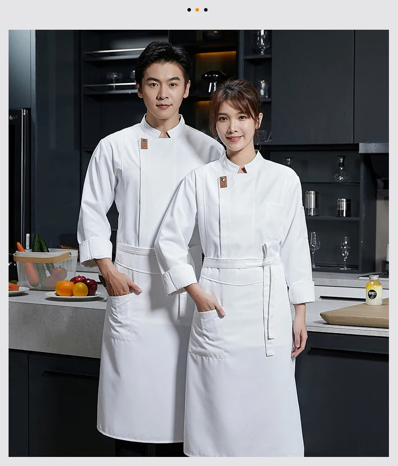 Black chef uniform Restaurant long Sleeve Cooking Coat Chef T-shirt Baker Work Uniform Hotel Kitchen Clothes Waiter Overalls - Seprincess