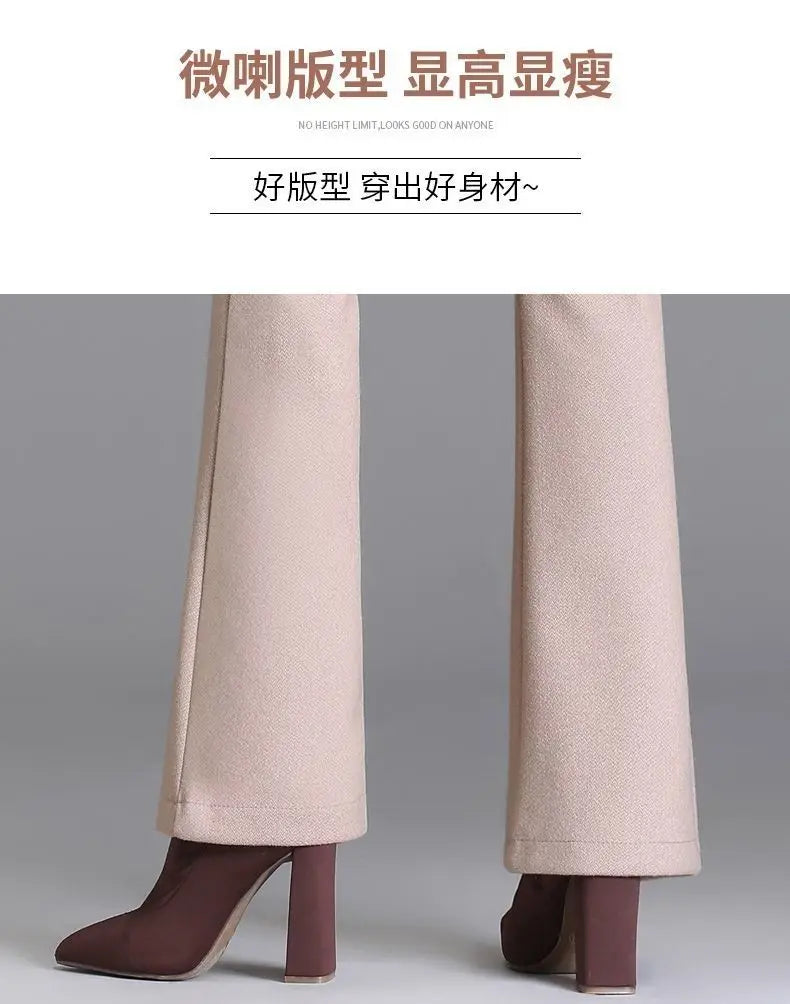 Autumn and Winter New Style Elastic Waist Boot-cut Pants High Waist Slim Straight Pants Fashion Women's Elastic Casual Pants