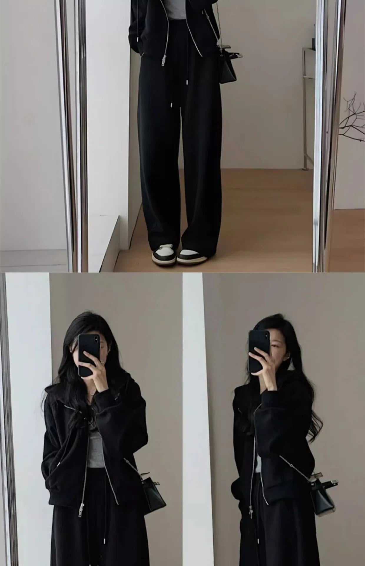 2024 Autumn Winter New Solid Loose Women's Hoodie and Sweatpants Two Piece Set Korean Fashion Y2k Zip Up Hoodie Sweatshirts