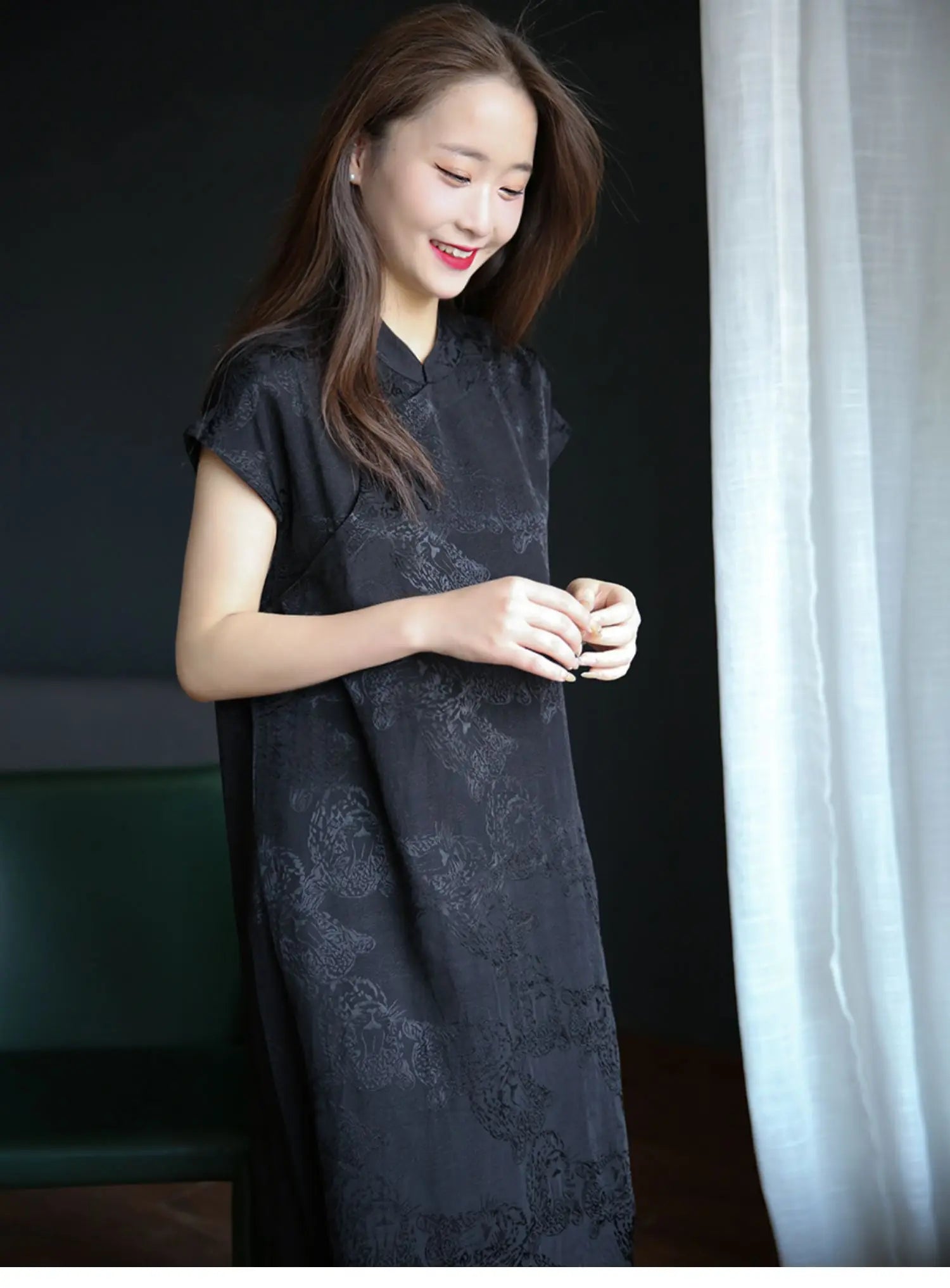 2024 Summer Original Design Cotton Linen Qipao Black Women's Literary Vintage Cheongsam Chinese National Style Dress Women - Seprincess