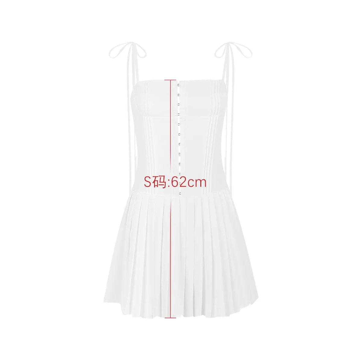 Mingmingxi Summer Dress Women Mini A Line Birthday Party Dresses Casual Holiday Vacation White Pleated Dress for Club Outfits - Seprincess