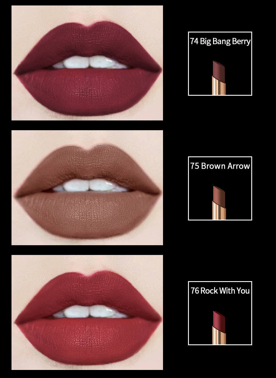 CHARMACY 16 Colors Luxury Long Lasting Matte Nude Lipstick Waterproof Easy to Wear Velvet Lip Stick for Women Makeup Cosmetic - Seprincess