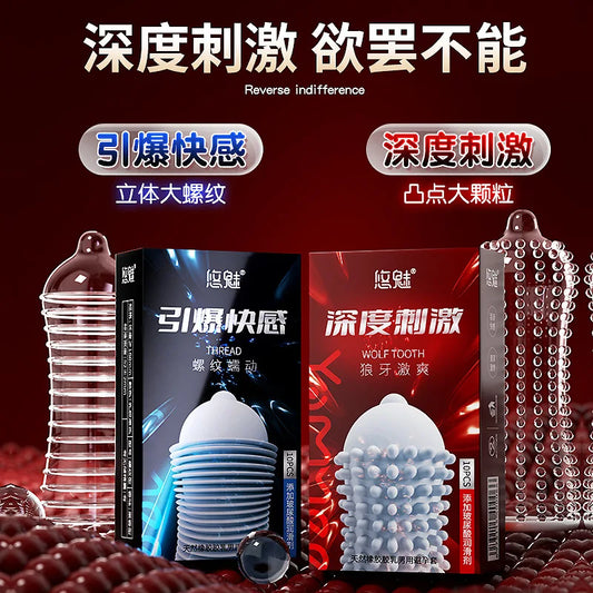 Dotted Thread Condoms Contraception Sex Toys Erotic Penis Sleeves For Men Vaginal Massage Stimulation Condoms Adult Sex Shop - Seprincess