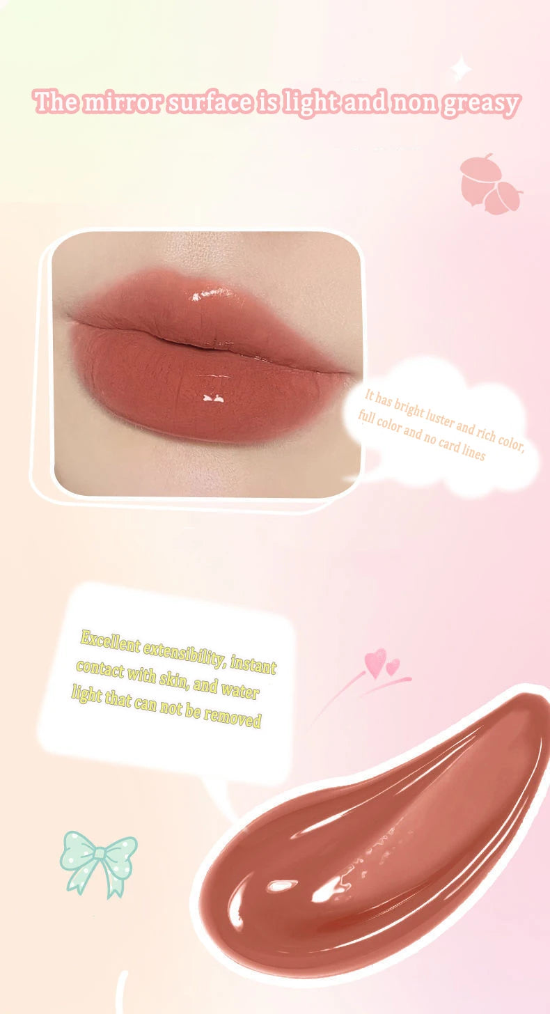 Moist Crystal Jelly Lip Gloss Mirror Water Lipstick Cute Mushroom Shape Lip Makeup Waterproof Lasting Pumpkin Peach Lip Tint - Seprincess