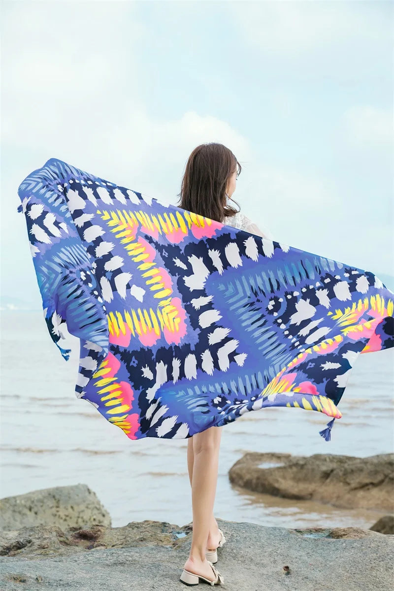 90x185cm  Printing Process Twill Summer Suncare Beach Dress Bikini Sarong Wrap Scarf Women Brazilian Swimsuit Bathing Cover-ups