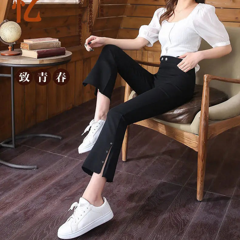 Split Flared Pants for Women High Waisted and Slim with a Base and Wide Legs Spring New Micro Flared Minimalist Casual Pants