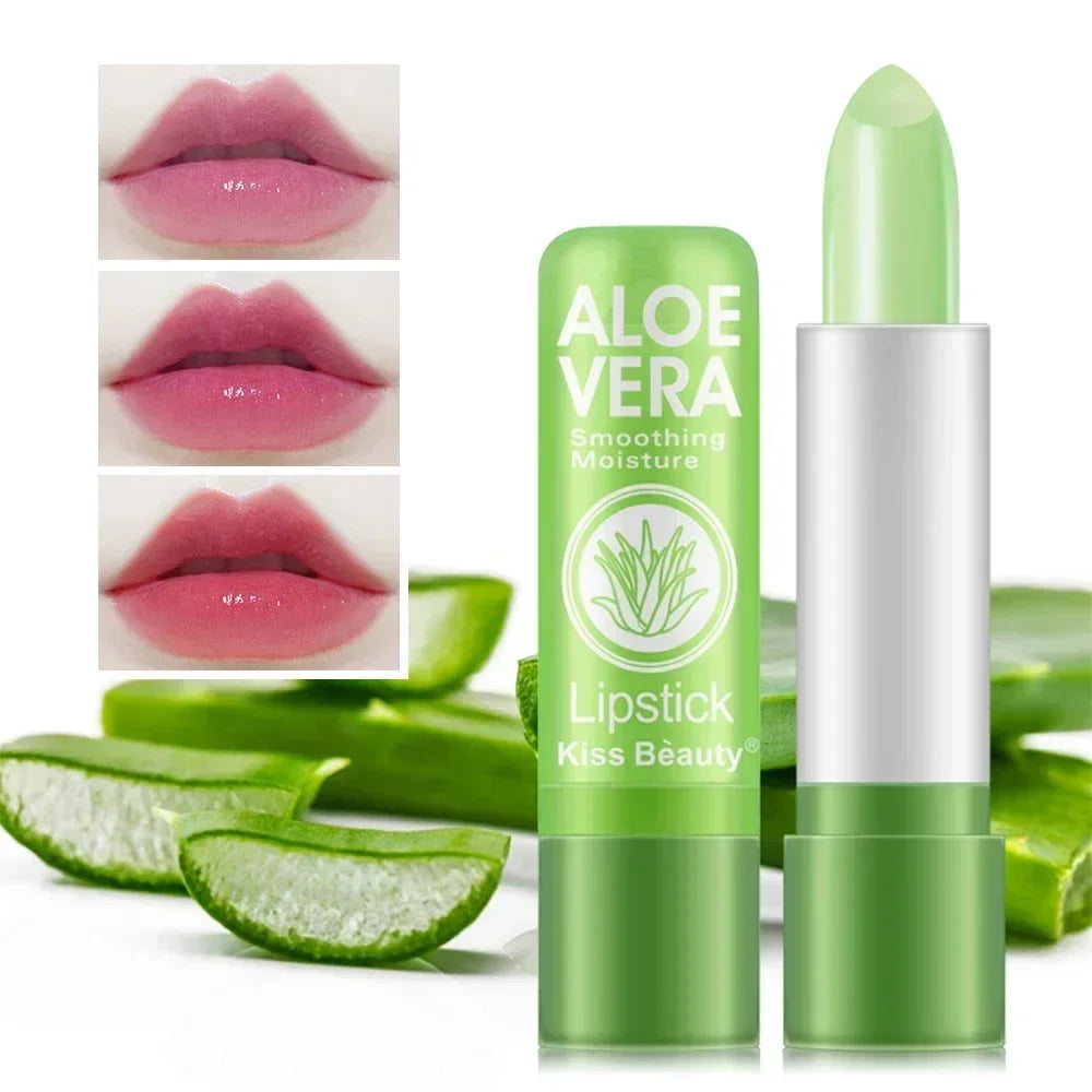 Moisturizing Aloe Vera Lipstick Temperature Color Changing Lip Balm Lasting Nourishing Lip Care Anti-drying Exfoliating Lipstick - Seprincess