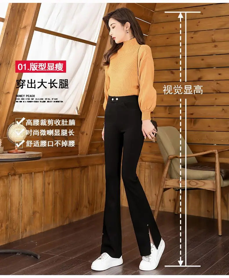 Split Flared Pants for Women High Waisted and Slim with a Base and Wide Legs Spring New Micro Flared Minimalist Casual Pants