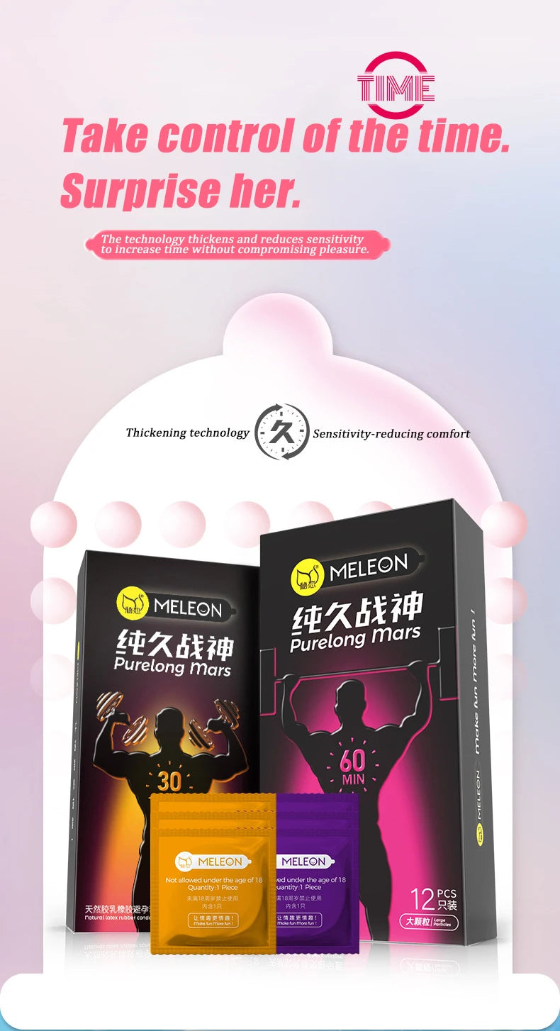 Ultra-thin Condom Male Delay Lasting Extended Time 12PCS Penis Sleeve Glossy Large Particles Condom 52mm Adult Safer Sex Product - Seprincess