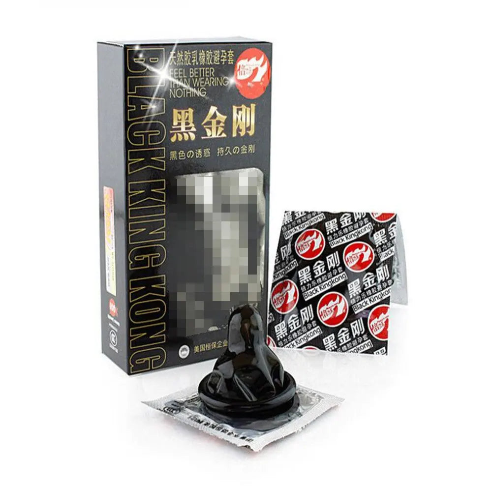 10pcs Condoms Black Durable Ultra Thin Penis Sleeve Long Lasting Natural Latex Lubricated Condom Men Contraception Sex Products - Seprincess