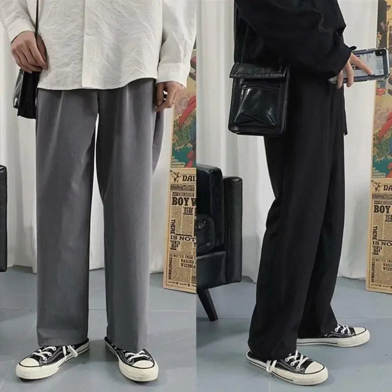 Size M-XXL Men Wide Leg Harem Pants Spring Summer Autumn  Casual Straight Loose  Long Pants Streetwear Harajuku Black Gray