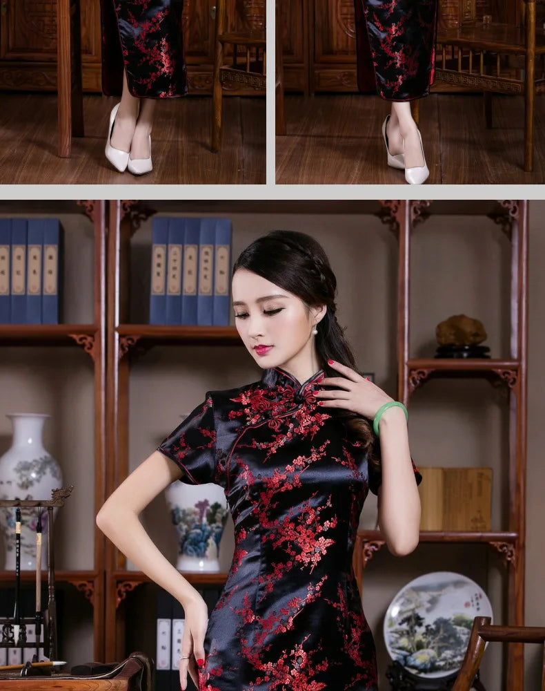 S-6Xl Plus Size Cheongsam Women Elegant Qipao Tradition Chinese Style Dresses Dragon Jacquard Cheongsams Sexy Long Vestidos - Seprincess