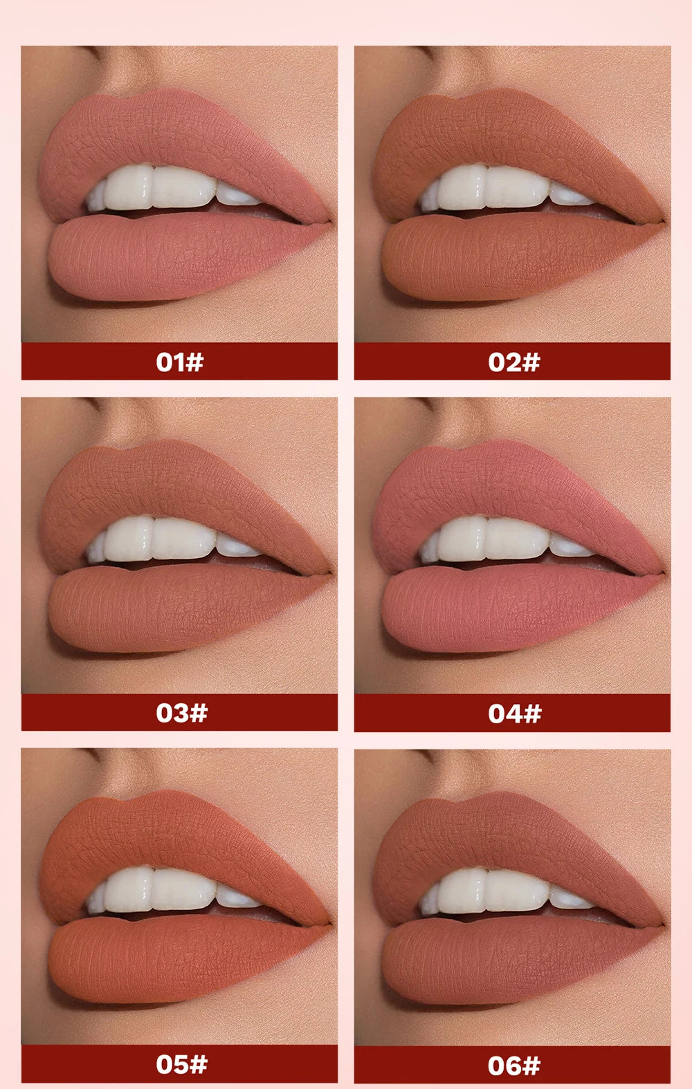 QIBEST Nude Lipstick Matte Lip Gloss High Pigment Makeup Classic Sexy Lipgloss Non-Stick Cup Long Lasting Red Lip Tint Cosmetics - Seprincess