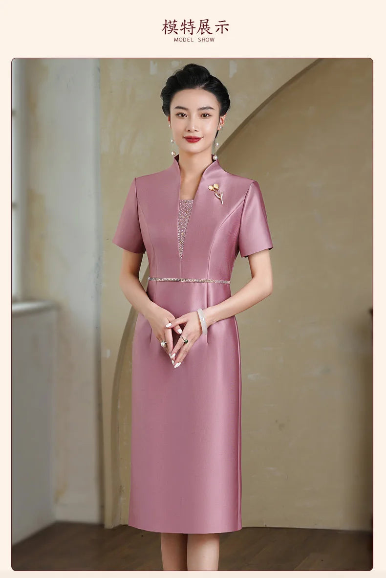 Yourqipao Cheongsam Young Women's Summer High-end Qipao Mother Dress Chinese Wedding Banquet Toast Dress - Seprincess