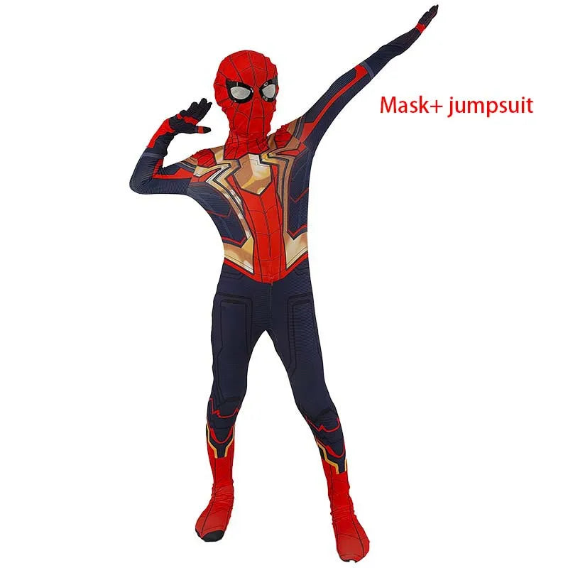 Kids Spider-Man Cosplay Fantasy Costumes Jumpsuit Superhero Miles Morales Movie Role Play Boys Girls Halloween Carnival Bodysuit - Seprincess