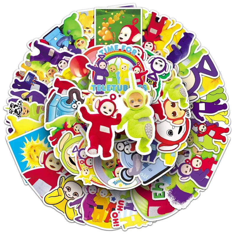 50pcs Teletubbies Animated Stickers Suitcase Water Cup Stationery Mobile Phone Scooter Laptop Refrigerator Decorative Stickers - Seprincess