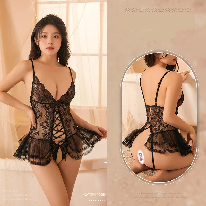 Babydolls Deep V-thin see through strap for suspenders sexy lingеrie set call of the night promotions 99% sales fuck nightgowns - Seprincess