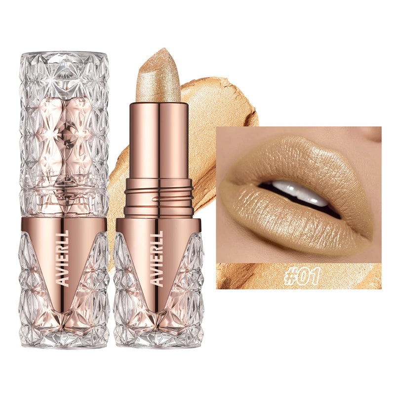 Glitter Lipstick Velvet Quicksand Gold Lip Gloss Moisturizing Silky Long Lasting Waterproof Pearlescent Fine Shine Lipstick - Seprincess