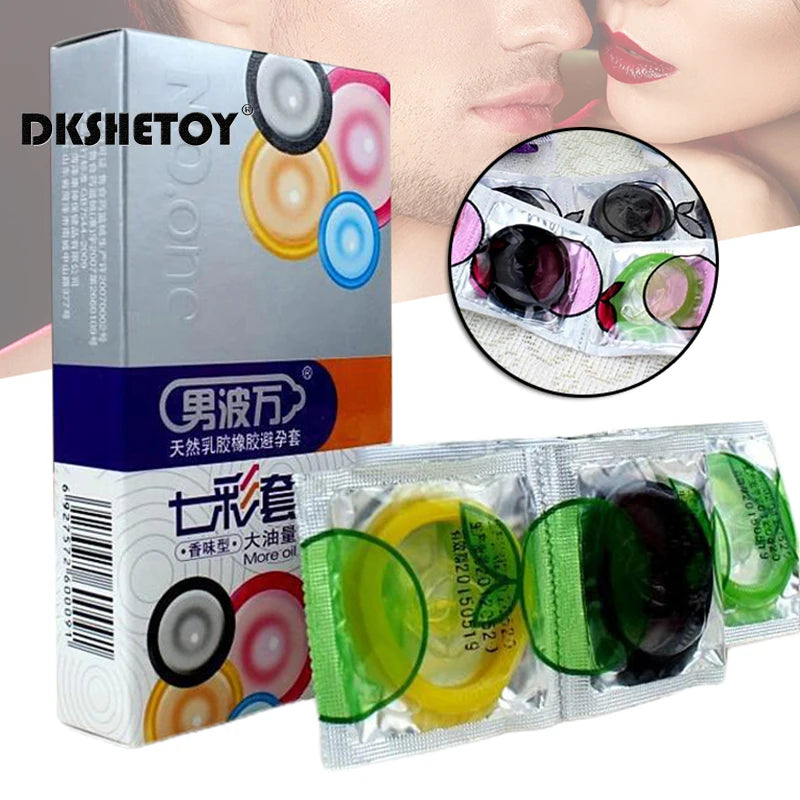 Fama male Latex Condoms colour natural latex Extra Lubricated Penis sleeve Water Based Lube Colorful penetration Condom sex toys - Seprincess