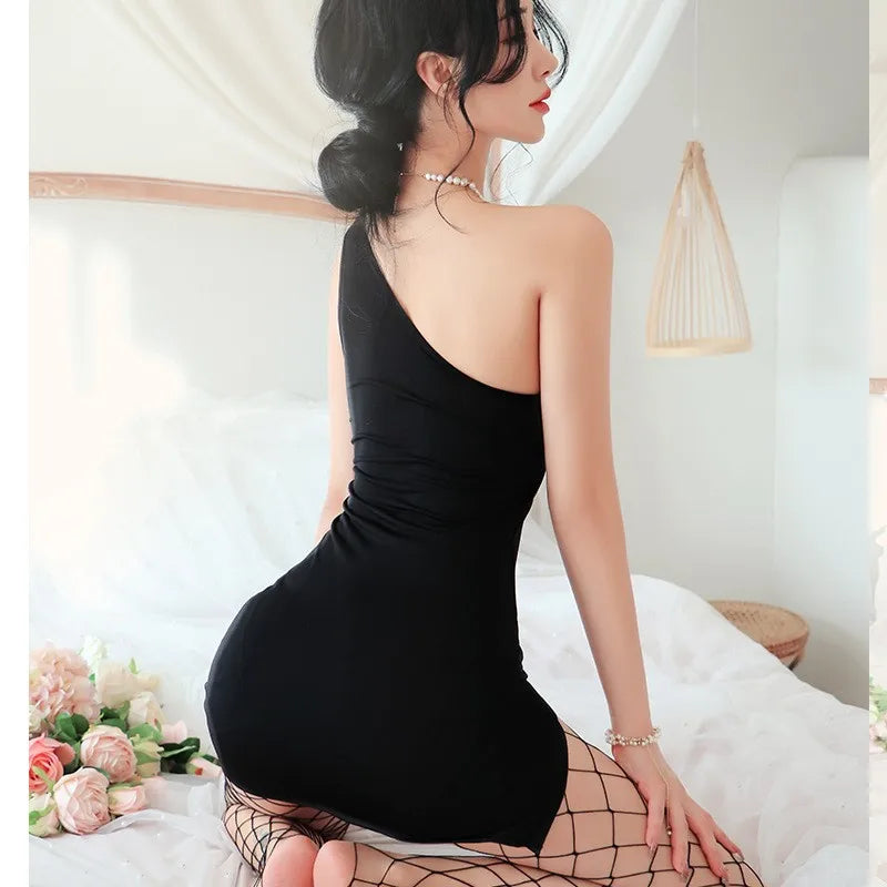 Dress Open Shoulder Bag Hip Dress Sexy Mesh Socks Nightclub Female dress luxurious women's evening dresses youth casual dresses - Seprincess