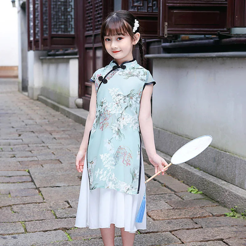 1pcs/lot chinese style children Girl Traditional Cheongsam Hanfu Dress Kids Princess Costume - Seprincess