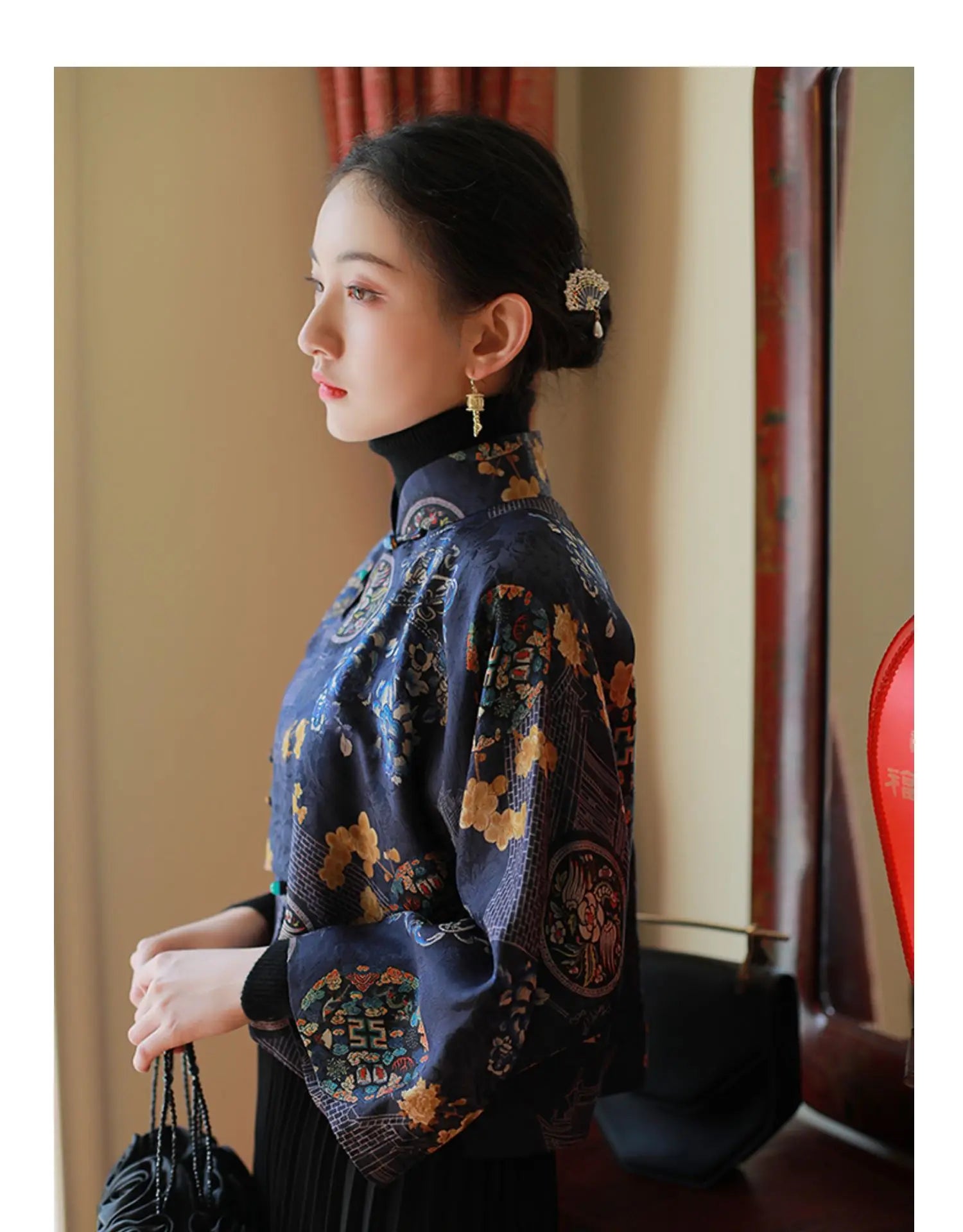 2024 spring autumn chinese style traditional hanfu top print cheongsam oriental blouse elegant festival party dress qipao top - Seprincess