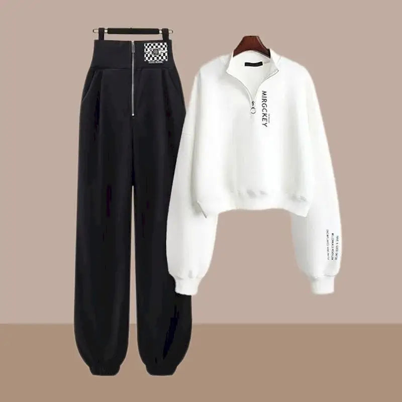 Y2k Streetwear Hoodies+Casual Sweatpants Suit Women 2023Autumn Zipper Pullovers Sweatshirts Harajuku Two Piece Sets Kpop Clothes - Seprincess